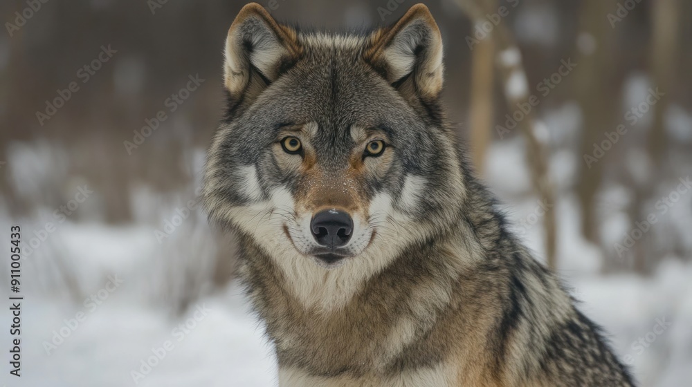 Fototapeta premium Wolf Portrait in Winter Landscape