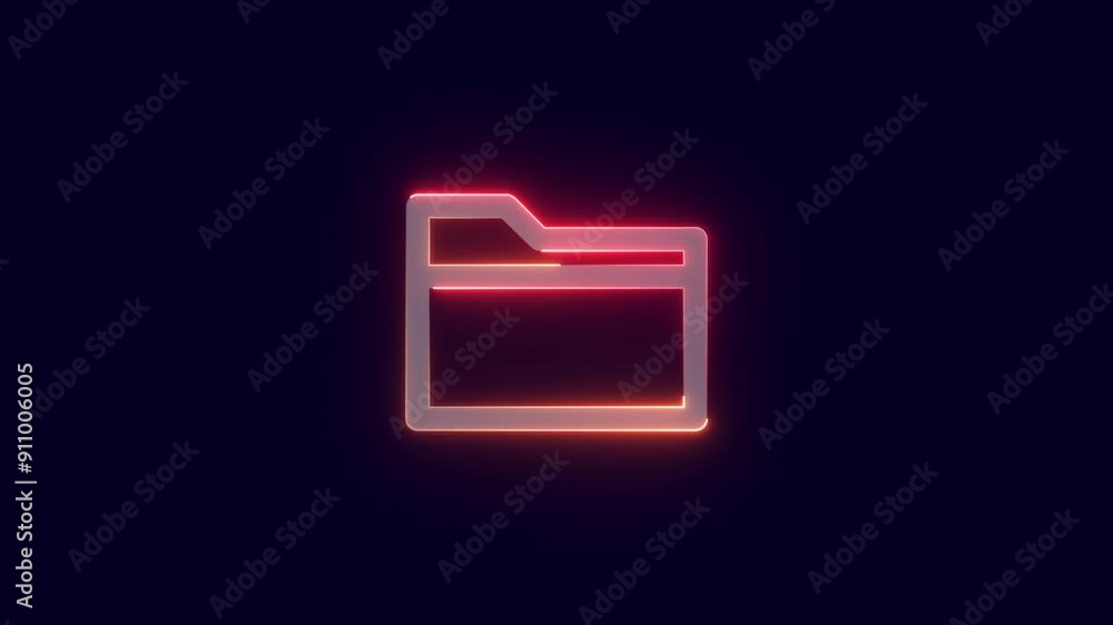 Neon file explorer icon glowing animation. Neon file explorer icon glowing animation.