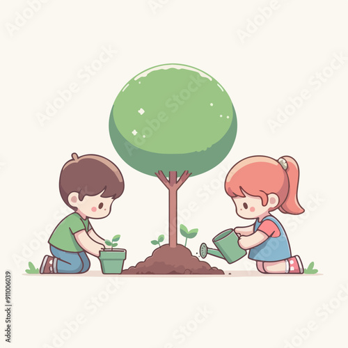 people cleaning nature by collecting garbage into trash bags. Family working together and picking plastic litter. Colored flat vector illustration isolated on white background