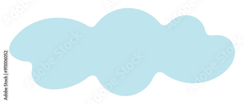 Elongated blue cloud. Color vector illustration. Isolated white background. Celestial object. Cumulus cloud. Flat style. Idea for web design.
