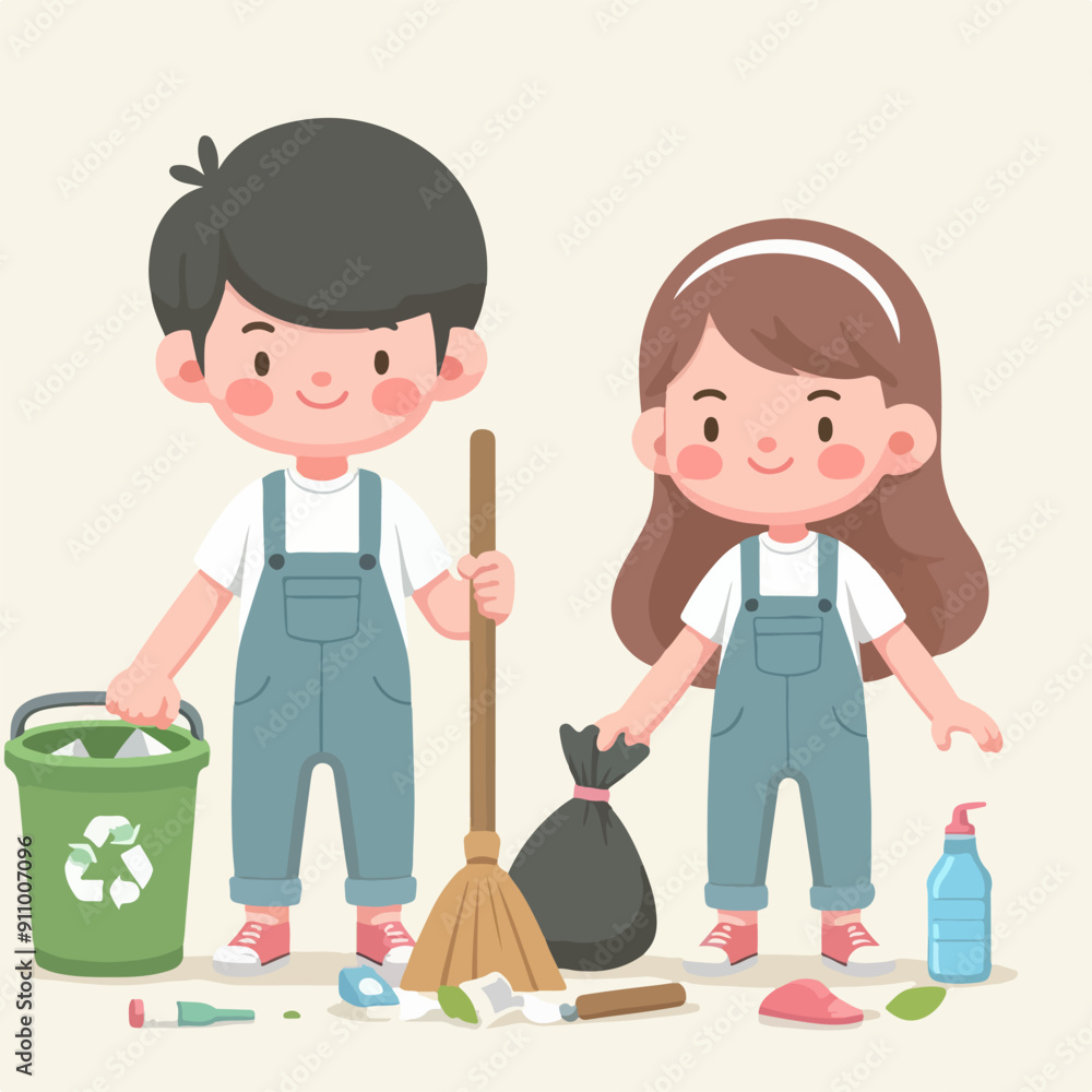 people cleaning nature by collecting garbage into trash bags. Family working together and picking plastic litter. Colored flat vector illustration isolated on white background people cleaning nature by collecting garbage into trash bags. Family working together and picking plastic litter. Colored flat vector illustration isolated on white background