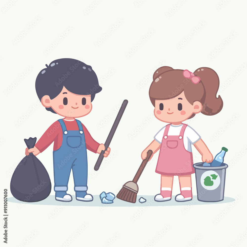 people cleaning nature by collecting garbage into trash bags. Family working together and picking plastic litter. Colored flat vector illustration isolated on white background people cleaning nature by collecting garbage into trash bags. Family working together and picking plastic litter. Colored flat vector illustration isolated on white background