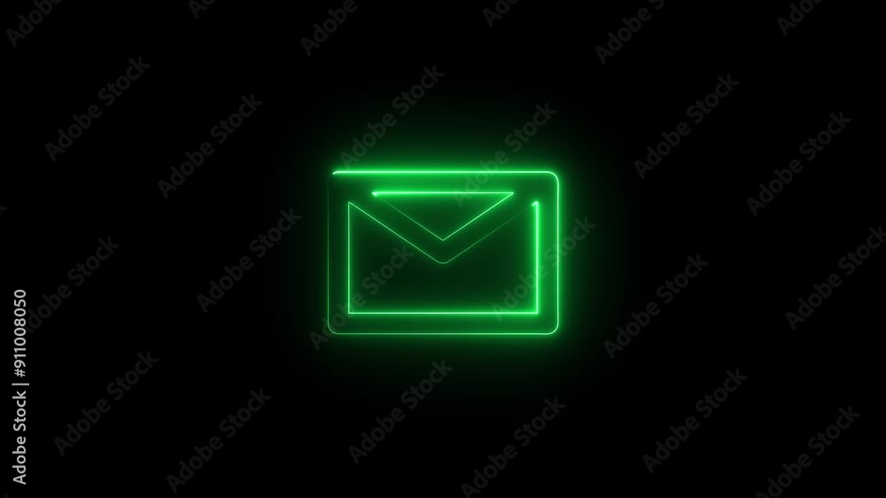 New, email incoming message animation on black background. Neon inbox icon New, email incoming message animation on black background. Neon inbox icon