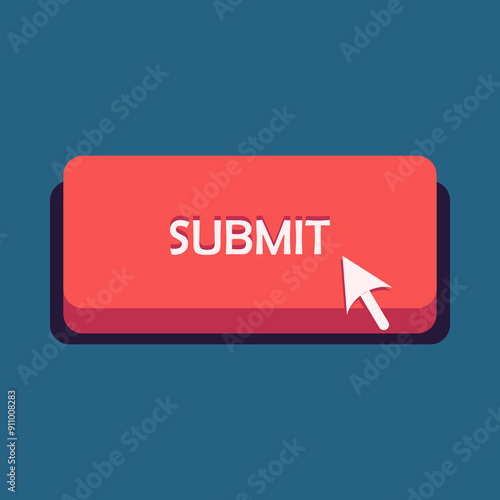 Flat illustration submit button with cursor , website ornament
