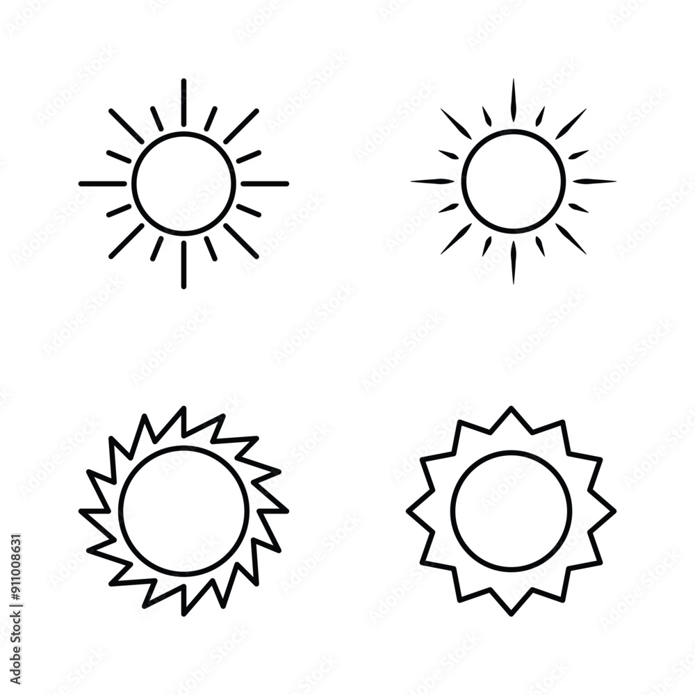 Sun icon set isolated on white background Sun icon set isolated on white background
