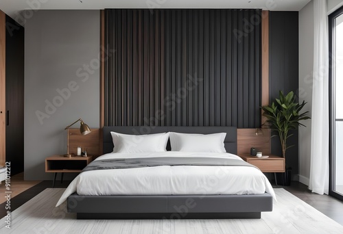 Wallpaper Mural Modern Bedroom in a luxury house Torontodigital.ca