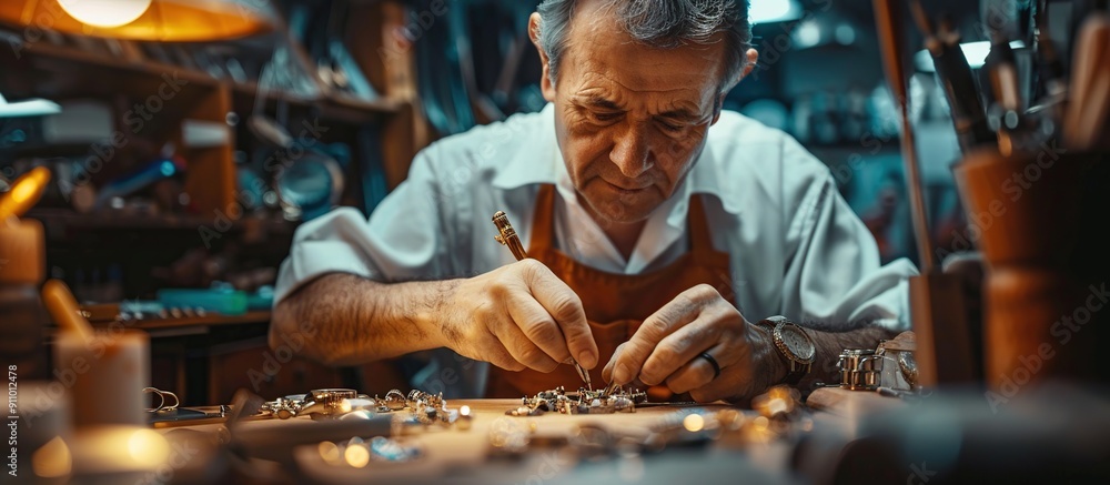 Watchmaker at Work in a Workshop Watchmaker at Work in a Workshop