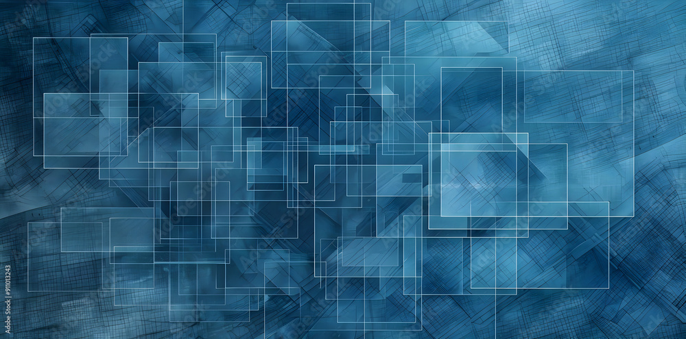 Abstract Background with Overlapping Squares in Blue Abstract Background with Overlapping Squares in Blue