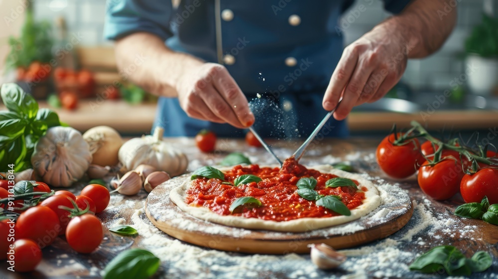 The Chef Making Pizza The Chef Making Pizza