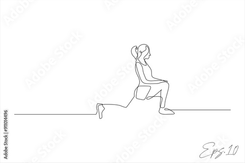 continuous line vector illustration design of woman doing gymnastics