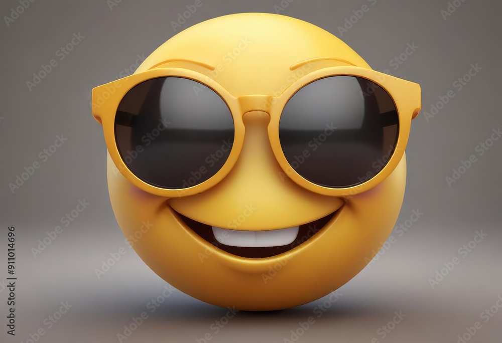 Smiling face with sunglasses three-dimensional emoji. Cool emoticon. face emoticon. 3D rendering, ai Smiling face with sunglasses three-dimensional emoji. Cool emoticon. face emoticon. 3D rendering, ai