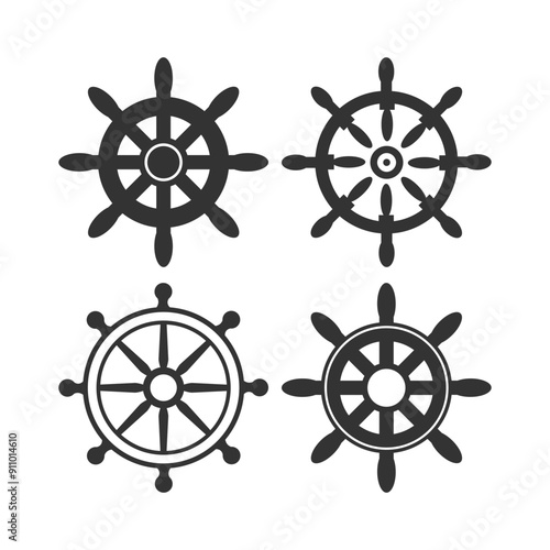 Nautical logo. Ship club icon. Navigation compass. Captain sailor yacht. Sailing wheel badge. Navy hat. Sea anchor. Ocean wave. Old marine emblem design. Maritime boat. Vector garish vintage signs set