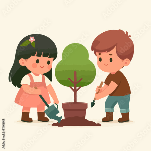 people cleaning nature by collecting garbage into trash bags. Family working together and picking plastic litter. Colored flat vector illustration isolated on white background