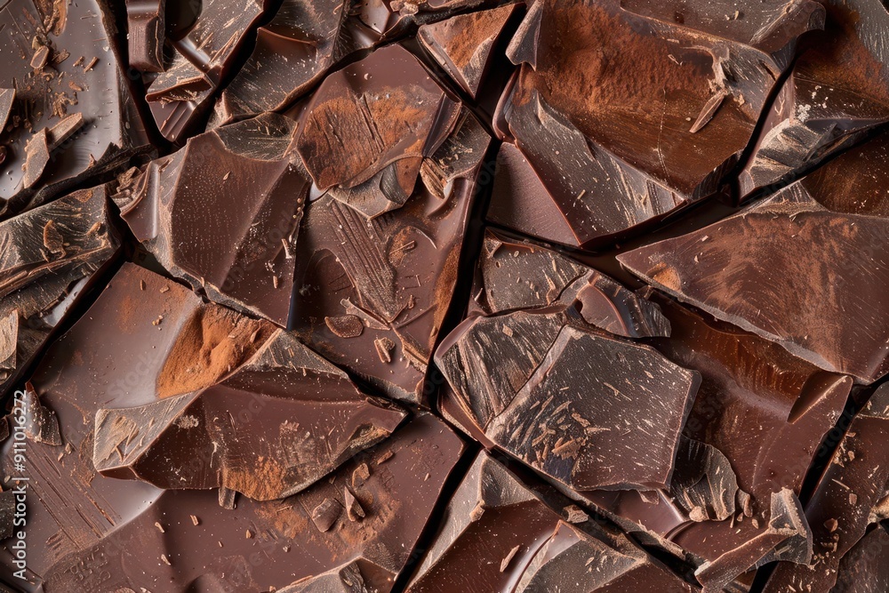 artisanal chocolate bar broken into irregular pieces rich brown tones visible cocoa nibs handcrafted appearance textured surface artisanal chocolate bar broken into irregular pieces rich brown tones visible cocoa nibs handcrafted appearance textured surface
