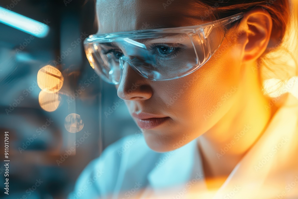 Abstract portrait of a woman conducting research in a hightech laboratory Abstract portrait of a woman conducting research in a hightech laboratory