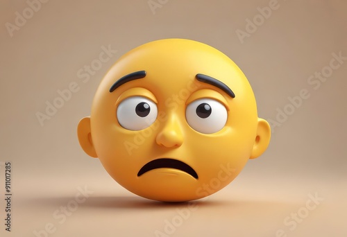 Three-dimensional thinking face emoji. Confused or contemplative face emoticon. 3D rendering, ai