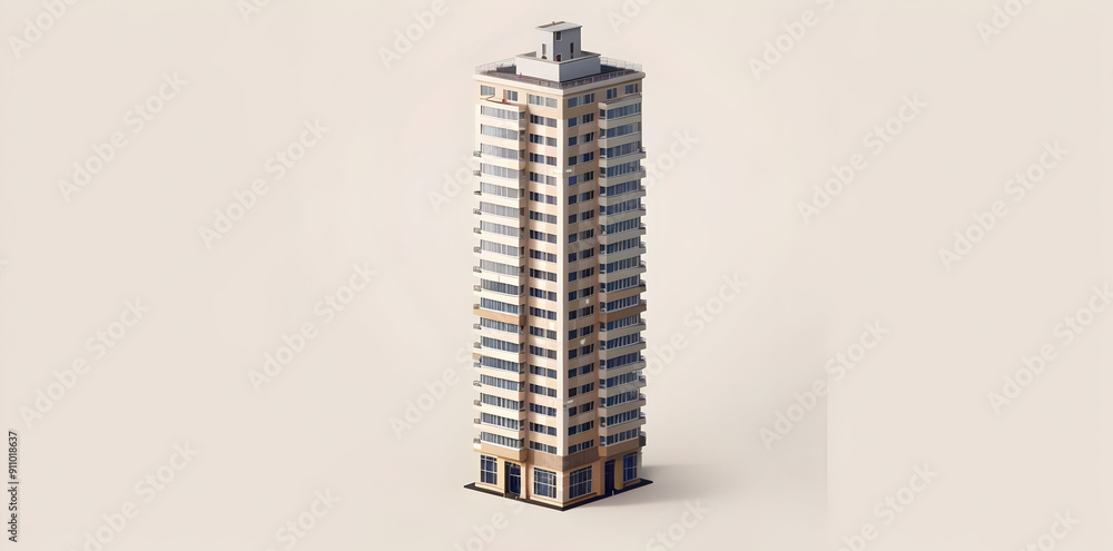 3D Illustration of a Tall Building 3D Illustration of a Tall Building