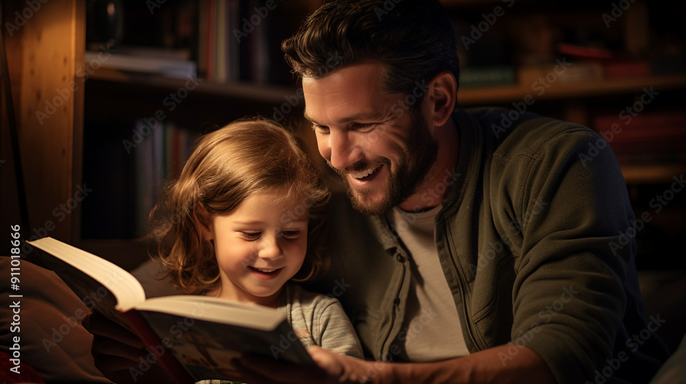 Daddy reads a story with his daughter at home. Daddy reads a story with his daughter at home.