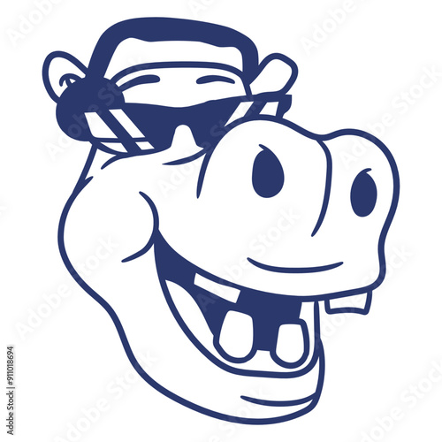 Music Party DJ Hippo Face Animal Happy Friendly Laughing Sunglasses Headphone Comic Cartoon Funny Techno Sound Dance Fun Time Deejay Love Cool Loud Sounds Club Disco Festival Concert Partying Lover