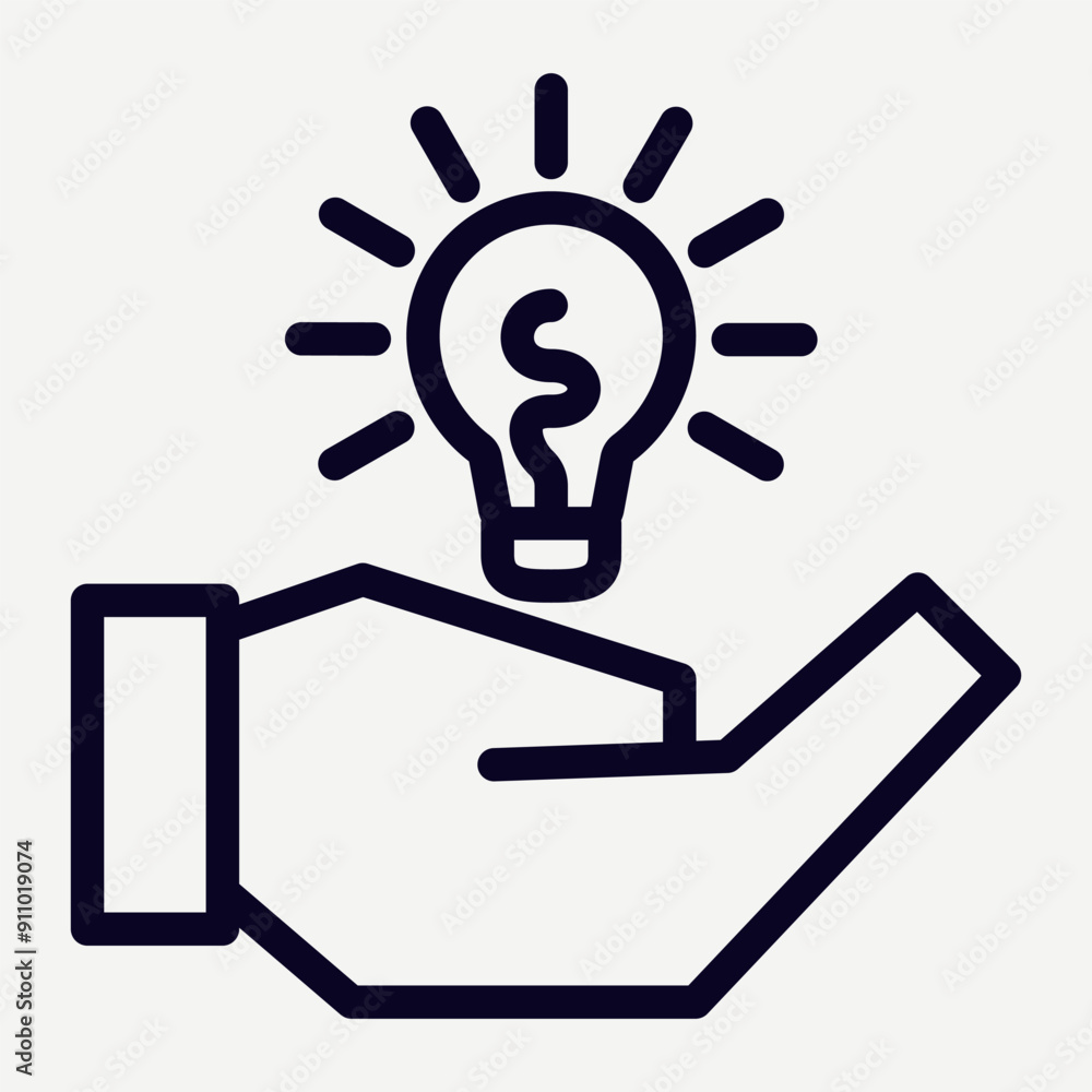 Hand holding light bulb icon, illustration of holding an idea, sharing ideas and experiences, creative thinking and innovation, suitable for presentation and infographic elements. Hand holding light bulb icon, illustration of holding an idea, sharing ideas and experiences, creative thinking and innovation, suitable for presentation and infographic elements.