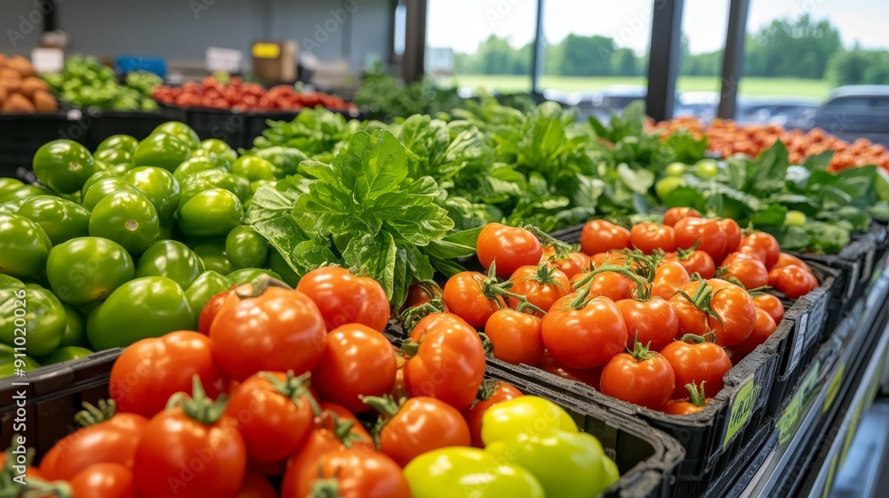 Abundant Fresh Vegetables at Indoor Market Abundant Fresh Vegetables at Indoor Market