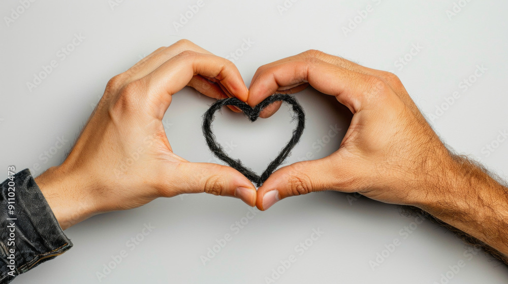 Fototapeta premium man and woman hands meeting to form a heart with hands