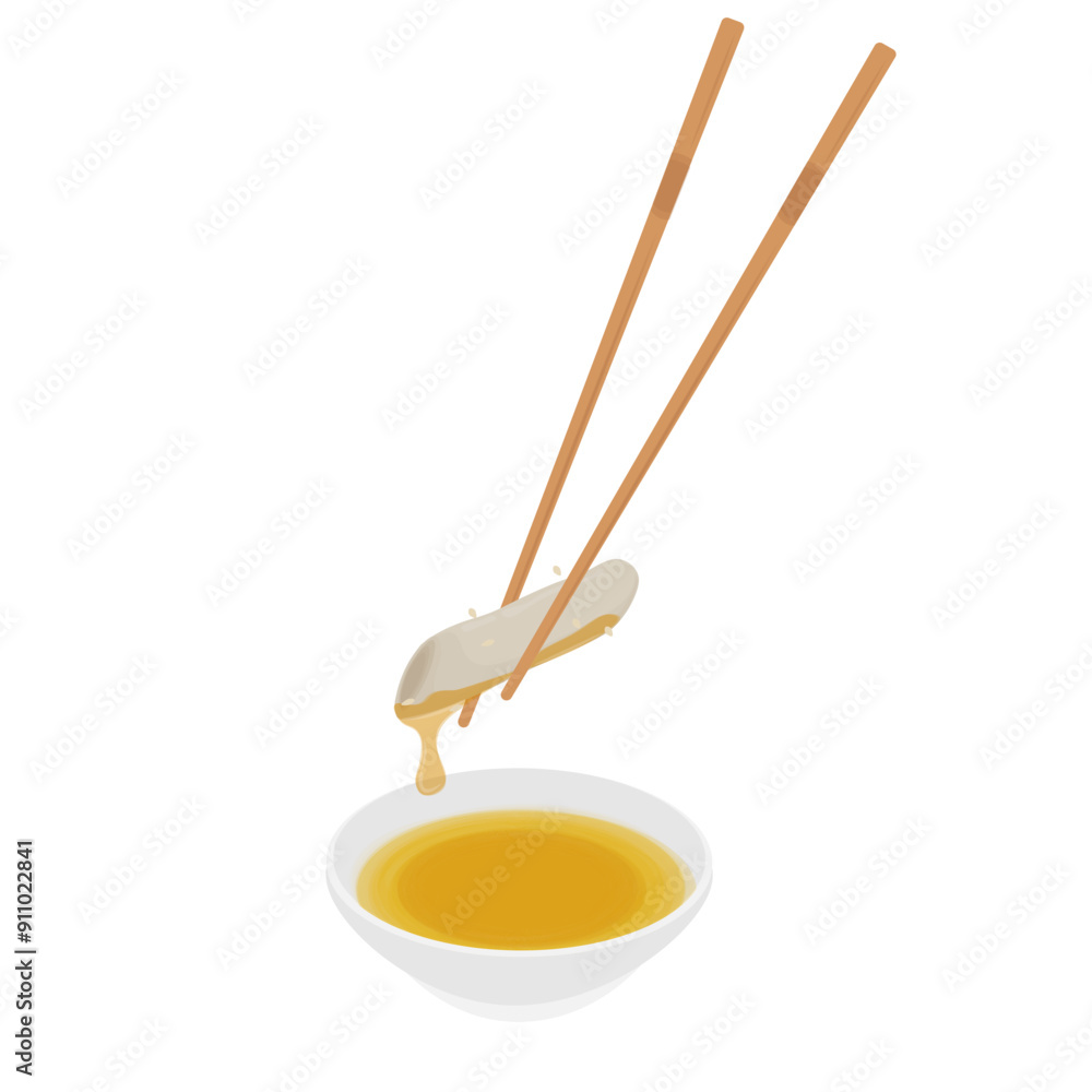 Vector Illustration Logo Clip Art Garaetteok Korean rice cake dipped in honey Vector Illustration Logo Clip Art Garaetteok Korean rice cake dipped in honey