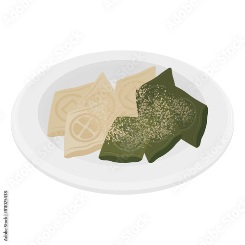 Vector Illustration Logo Clip Art Jeolpyeon Korean Traditional Snack photo