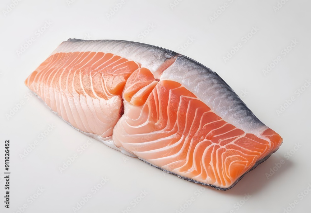 raw salmon meat, fish isolated on white background, full depth of field, ai raw salmon meat, fish isolated on white background, full depth of field, ai