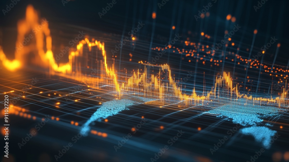 Futuristic Economic Growth Visualization with Glowing Lines in Sci-Fi Style Futuristic Economic Growth Visualization with Glowing Lines in Sci-Fi Style