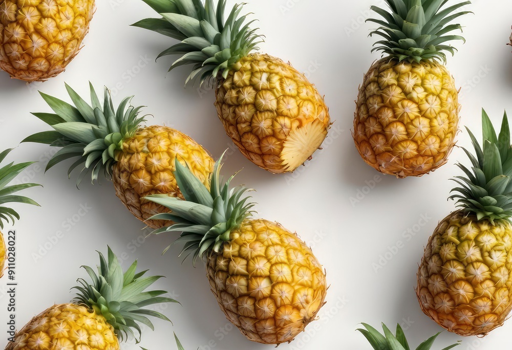 pineapple isolated on white background, full depth of field, ai pineapple isolated on white background, full depth of field, ai