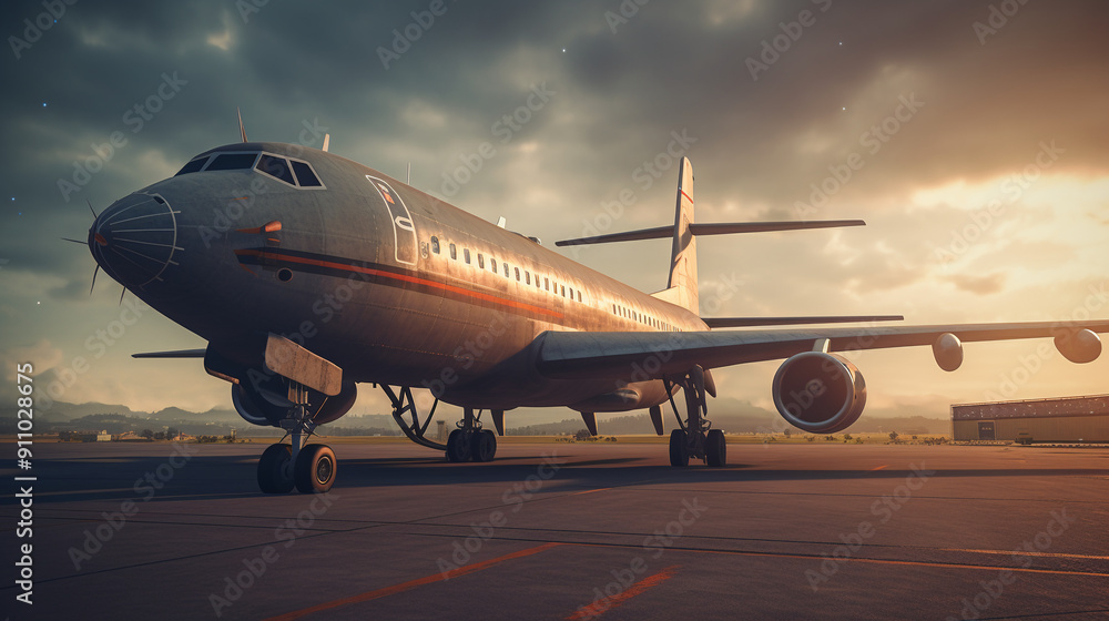 airplane at sunset airplane at sunset