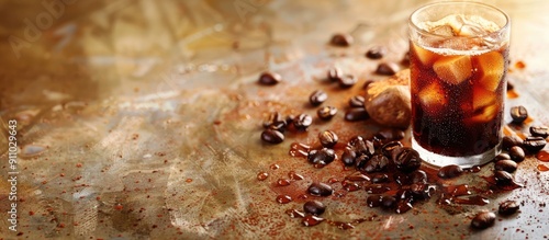 Sweetened coffee ready for consumption, blend in with a subtle copy space image.