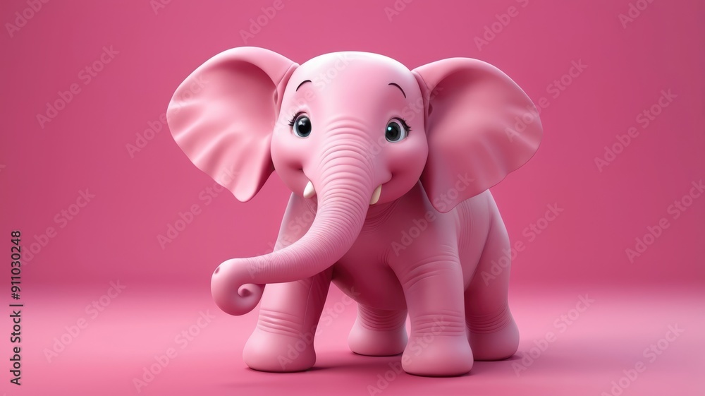 Vibrant pink background, smiling pink elephant. Vibrant pink background, smiling pink elephant.