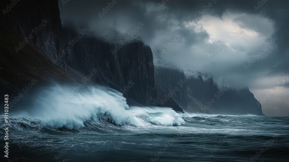 Obraz premium Dramatic Coastal Cliffs: A Breathtaking Landscape