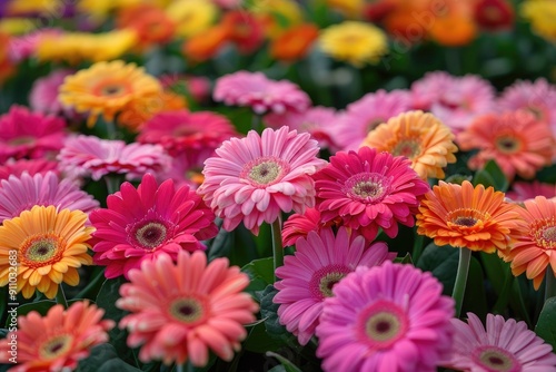 A Close-Up View of Vibrant Pink and Orange Gerbera Daisies