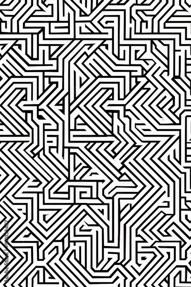 This image features a complex maze-like pattern composed of interwoven black lines against a white background, creating an intricate and engaging visual effect. This image features a complex maze-like pattern composed of interwoven black lines against a white background, creating an intricate and engaging visual effect.