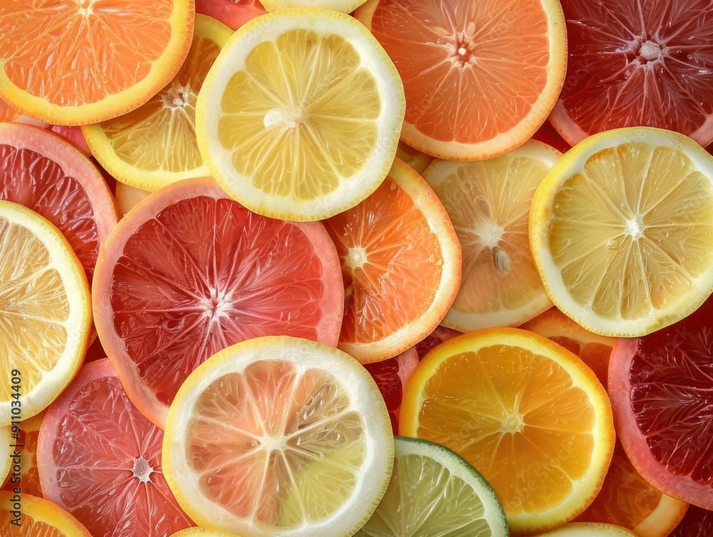 Citrus Slices Arranged in a Pattern top view Citrus Slices Arranged in a Pattern top view
