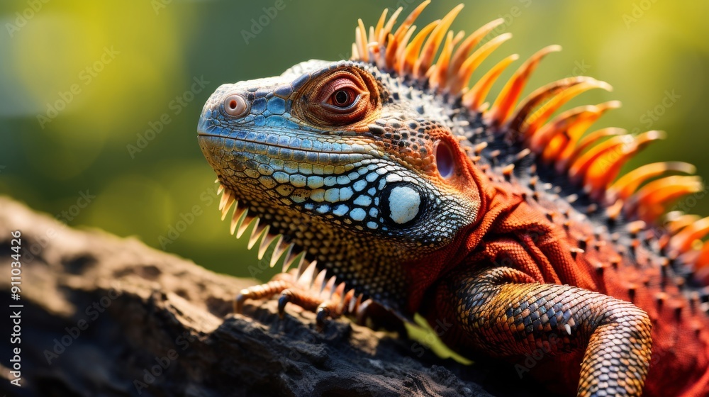 Lizard basking sun closeup view Lizard basking sun closeup view