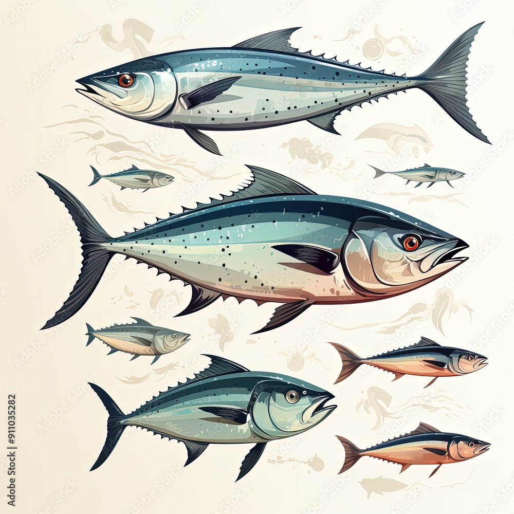 Simple Tuna Illustration Isolated on a Clean White Background Simple Tuna Illustration Isolated on a Clean White Background