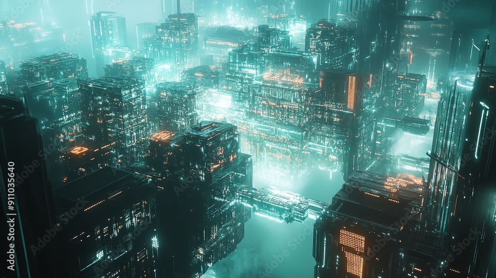 Futuristic 3D Cityscape with Geometric Buildings - Abstract Architecture Illustration Futuristic 3D Cityscape with Geometric Buildings - Abstract Architecture Illustration