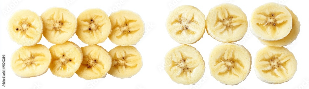 A bundle of banana slices isolating on a white background as a transparent image A bundle of banana slices isolating on a white background as a transparent image