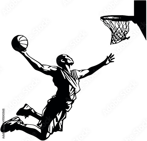 basketball player with ball vector illustration