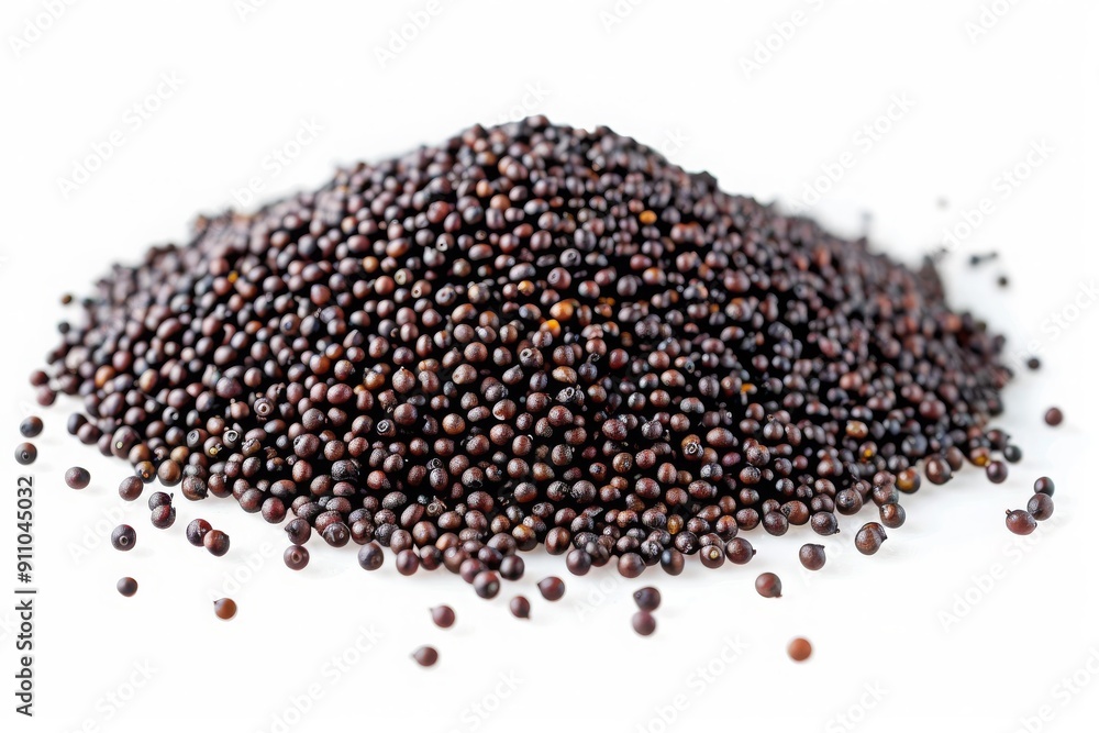 Pile of Brown Mustard Seeds on White Background Pile of Brown Mustard Seeds on White Background