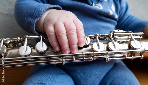 Baby playing on Clarinet
Infant playing an instrument.  photo