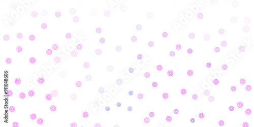 Light pink, blue vector doodle texture with flowers.