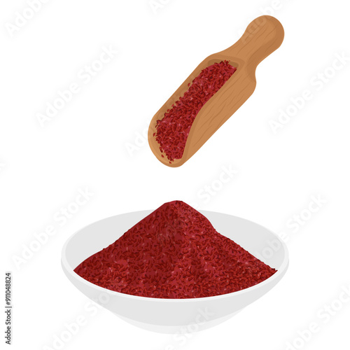 Vector Illustration Logo Clip Art Traditional spice sumac on a white bowl