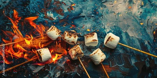 Cozy Campfire with Toasting Marshmallows photo