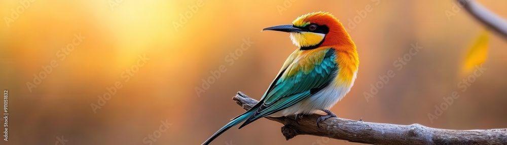 Fototapeta premium Bird watching, vibrant colors, serene environment, close-up, detailed