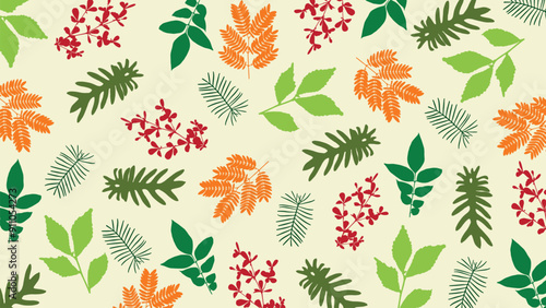 seamless floral or leaves pattern background with many color, Tropical leaf Wallpaper,  nature leaves pattern design